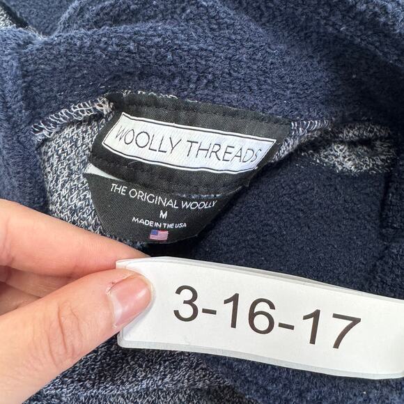 Woolly Threads Sweater Mens Medium Blue Marled 1/4 Zip Knit Pullover Cotton - Picture 3 of 8